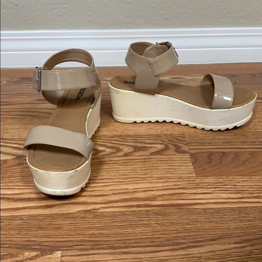 Tan and white wedges